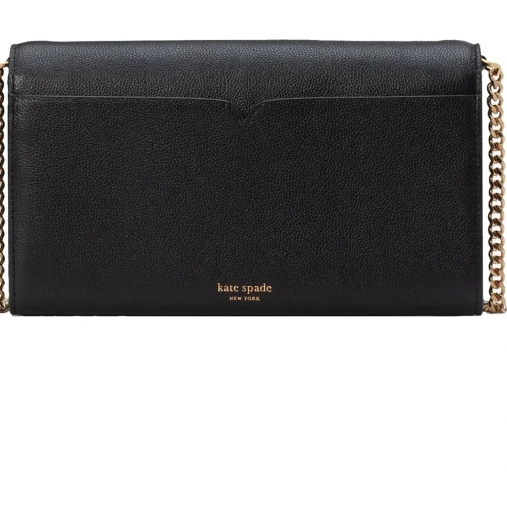 Kate Spade New York Toujours chain clutch bag, black leather with‎ gold accent